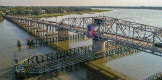 Beaufort’s Woods Memorial Bridge hosts enormous flag for holiday Beaufort's Woods Memorial Bridge hosts enormous flag for holiday