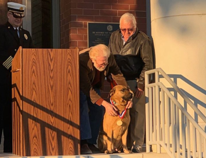 Dog who saved Beaufort man's life receives medal