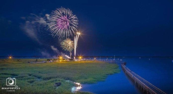 4th of July festivities, fireworks at Sands Beach in Port Royal