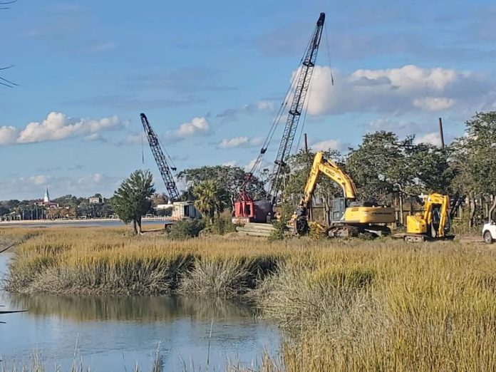 Construction started on walking bridge from Whitehall Park to Woods Memorial Bridge