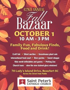St. Peter’s Church huge annual Fall Bazaar coming October 1st